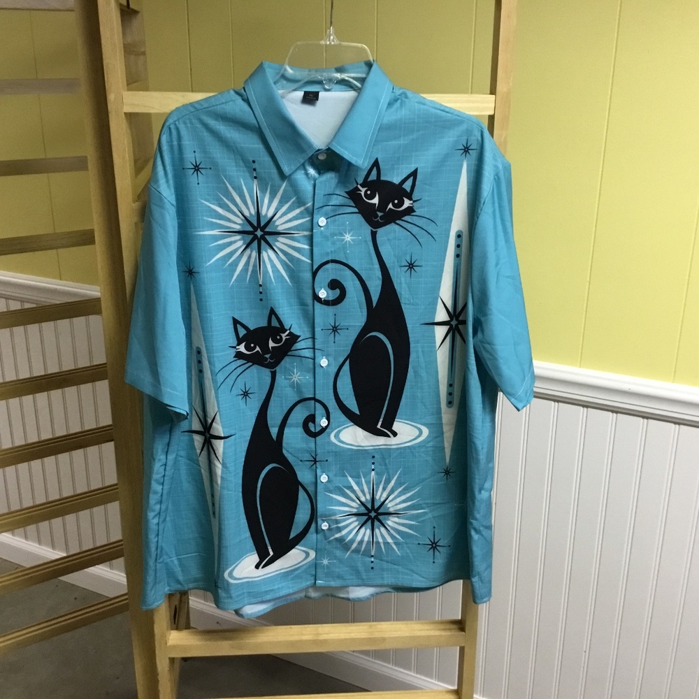 Mid Century Atomic Cat Short Sleeve shirt